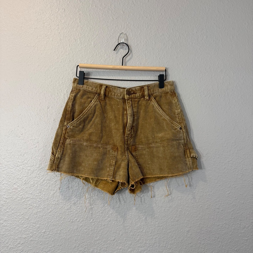 BDG Women's Size 27 Brown Cut Off Carpenter Corduroy Raw Hem Distressed Shorts